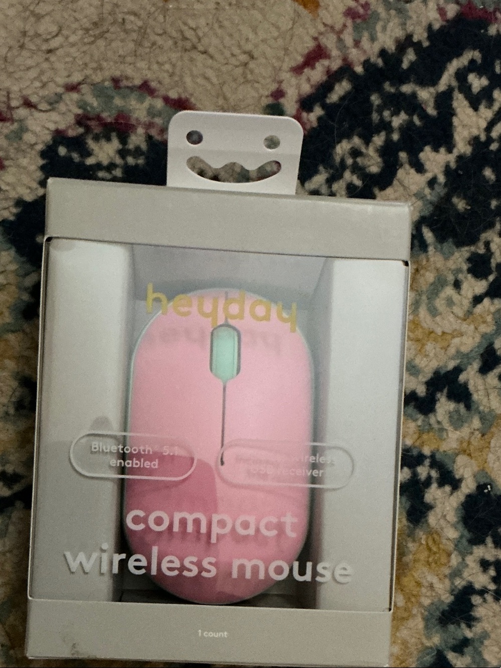 heyday Compact Wireless Mouse - Pink with Mint Scroll